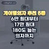 게이밍의자 추천 2026년: 소재와 틸팅 각도로 고르는 장시간용 5종